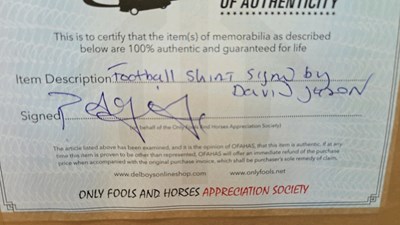 Lot 219 - FRAMED FOOTBALL SHIRT SIGNED BY DAVID JASON