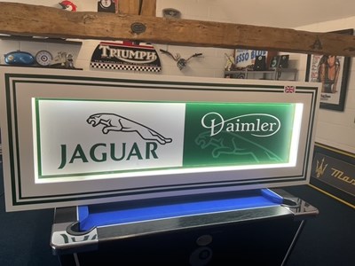 Lot 105 - LARGE ILLUMINATES JAGUAR/DAIMLER SIGN, 62 INCHES X 24 INCHES