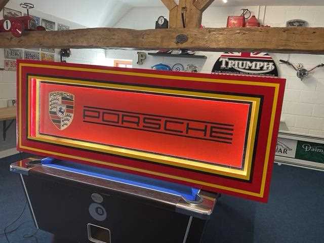 Lot 159 - LARGE ILLUMINATED PORSCHE SIGN, 63 INCHES X 24 INCHES