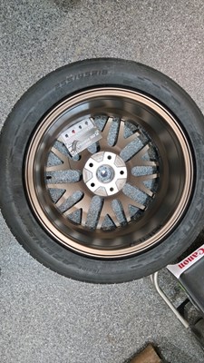 Lot 231 - SET OF 4 VELOCITY ALLOY WHEELS , TYRES & STUDS 22129 18 X 8 O J