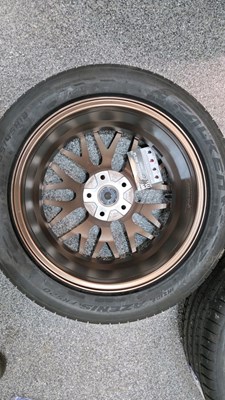 Lot 231 - SET OF 4 VELOCITY ALLOY WHEELS , TYRES & STUDS 22129 18 X 8 O J