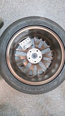 Lot 231 - SET OF 4 VELOCITY ALLOY WHEELS , TYRES & STUDS 22129 18 X 8 O J