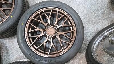 Lot 231 - SET OF 4 VELOCITY ALLOY WHEELS , TYRES & STUDS 22129 18 X 8 O J