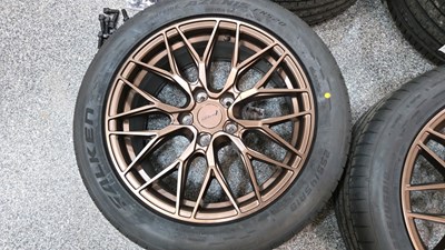 Lot 231 - SET OF 4 VELOCITY ALLOY WHEELS , TYRES & STUDS 22129 18 X 8 O J