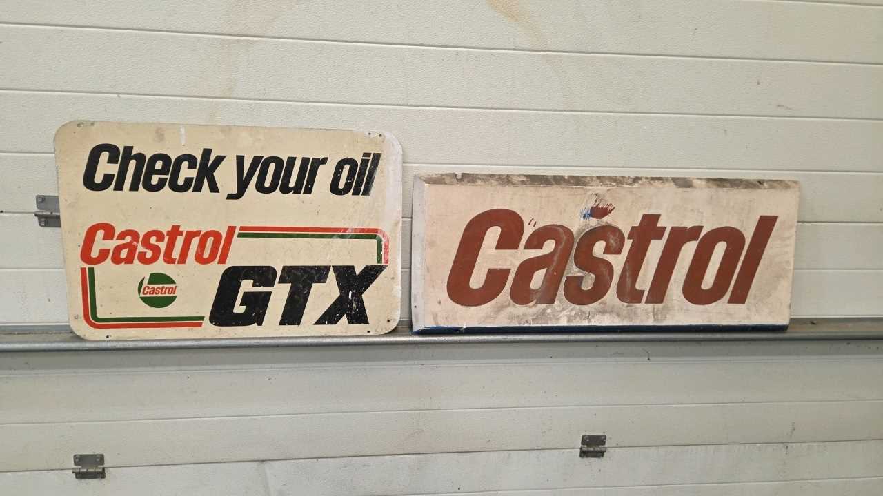 Lot 183 - CHECK YOUR OIL CASTROL GTX ALUMINIUM SIGN & CASTROL FIBRE GLASS SIGN