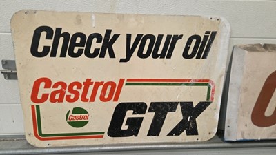 Lot 183 - CHECK YOUR OIL CASTROL GTX ALUMINIUM SIGN & CASTROL FIBRE GLASS SIGN