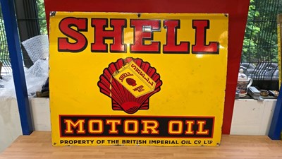 Lot 1 - SHELL MOTOR OIL ENAMEL SIGN 24" X 36"