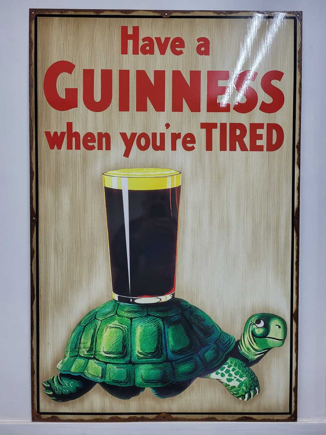 Lot 107 - HANDMADE GUINNESS FOR STRENGTH SIGN 39" X 26"
