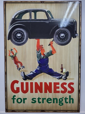 Lot 449 - HANDMADE VINTAGE GUINNESS FOR STRENGTH CAR SIGN 39" x 27"