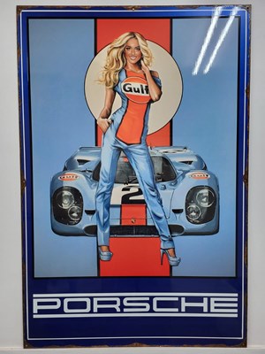 Lot 661 - HANDMADE GULF PORSCHE METAL SIGN 36" X 26"