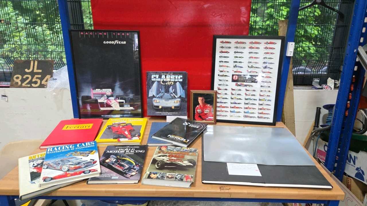 Lot 285 - SELECTION OF FRAMED PRINTS , BOOKS OF FORMULA 1