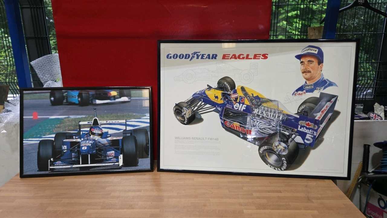 Lot 829 - FRAMED PICTURES OF NIGEL MANSELL & JACQUES VILLENEUVE