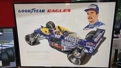 Lot 829 - FRAMED PICTURES OF NIGEL MANSELL & JACQUES VILLENEUVE