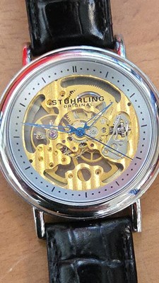 Lot 53 - STUHRLING 24 CARAT GOLD PLATED WATCH