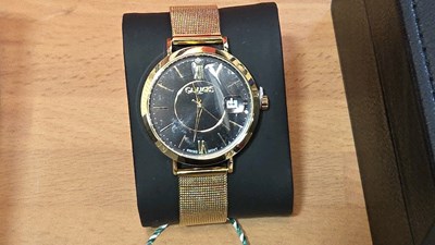 Lot 75 - GAMAGES LADIES DIAMOND 24 CARAT GOLD PLATED WATCH