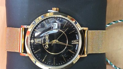 Lot 75 - GAMAGES LADIES DIAMOND 24 CARAT GOLD PLATED WATCH