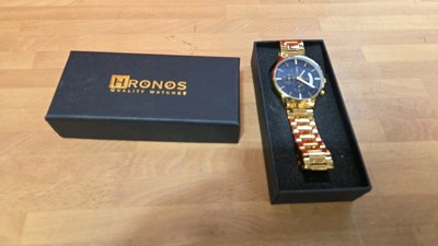 Lot 581 - HRONOS 24 CARAT GOLD PLATED WATCH