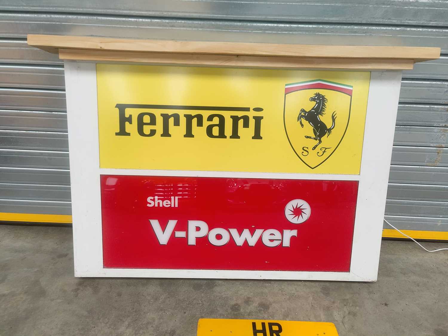 Lot 413 - FERRARI/SHELL V POWER ILLUMINATED WALL ART/BAR 36" HIGH