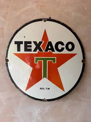 Lot 3 - ROUND TEXACO ENAMEL SIGN 16" DIA