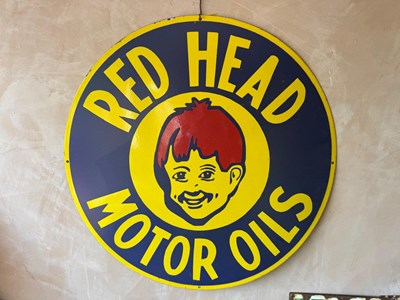 Lot 87 - RED HEAD MOTOR OILS SIGN 30" DIA