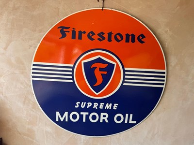 Lot 141 - FIRESTONE SUPREME MOTOR OIL SIGN 30" DIA