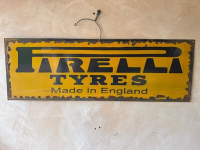 Lot 151 - PIRELLI TYRES ENAMEL SIGN 36" X 12"