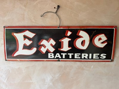 Lot 181 - EXIDE BATTERIES ENAMEL SIGN 24" X 8"