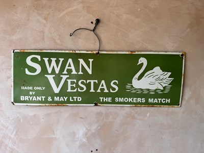 Lot 217 - SWAN VESTAS MATCH ENAMEL SIGN 30" X 10"