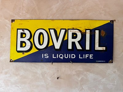 Lot 245 - BOVRIL IS LIQUID LIFE ENAMEL SIGN 24" X 10"