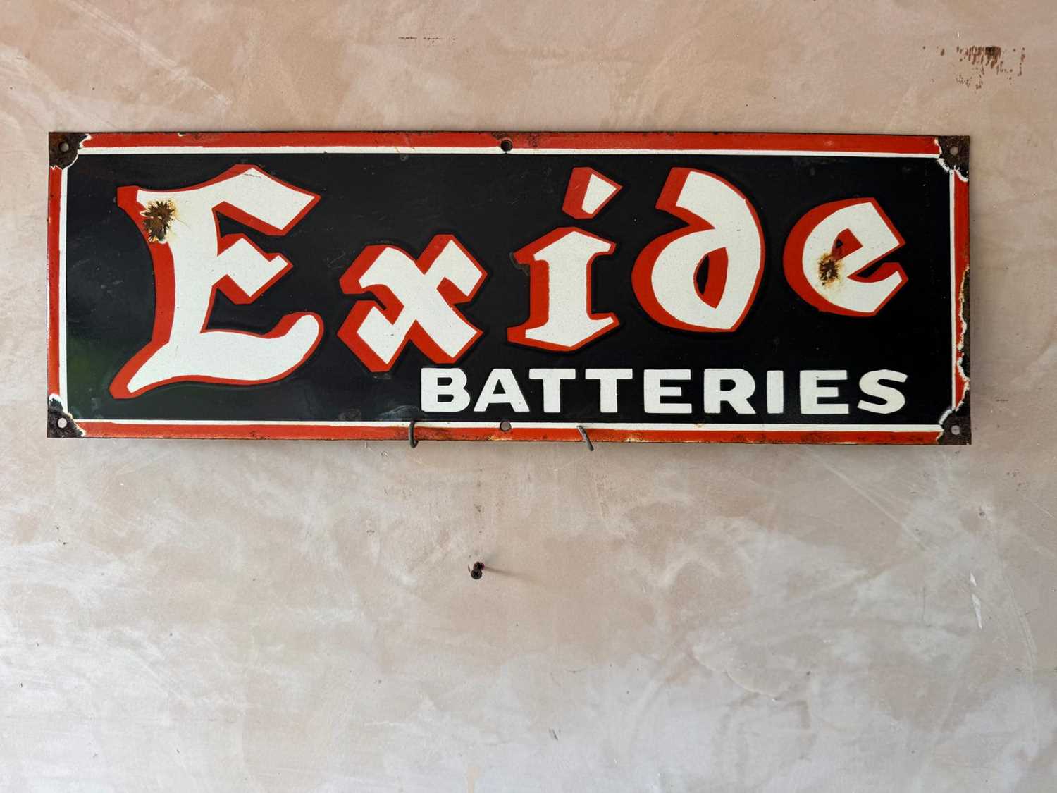 Lot 251 - EXIDE BATTERIES ENAMEL SIGN 30" X 10"