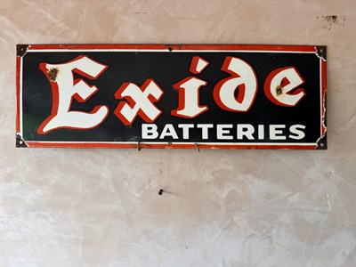 Lot 251 - EXIDE BATTERIES ENAMEL SIGN 30" X 10"