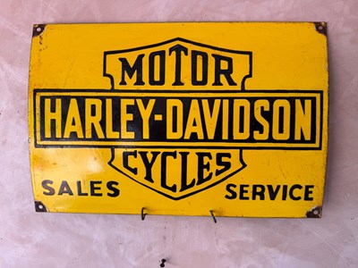 Lot 317 - HARLEY DAVIDSON MOTOR CYCLES ENAMEL SIGN 18" X 12"