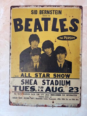 Lot 375 - BEATLES REPRODUCTION SIGN 28" X 20"