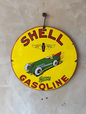 Lot 381 - SHELL GASOLINE ENAMEL SIGN 12" DIA