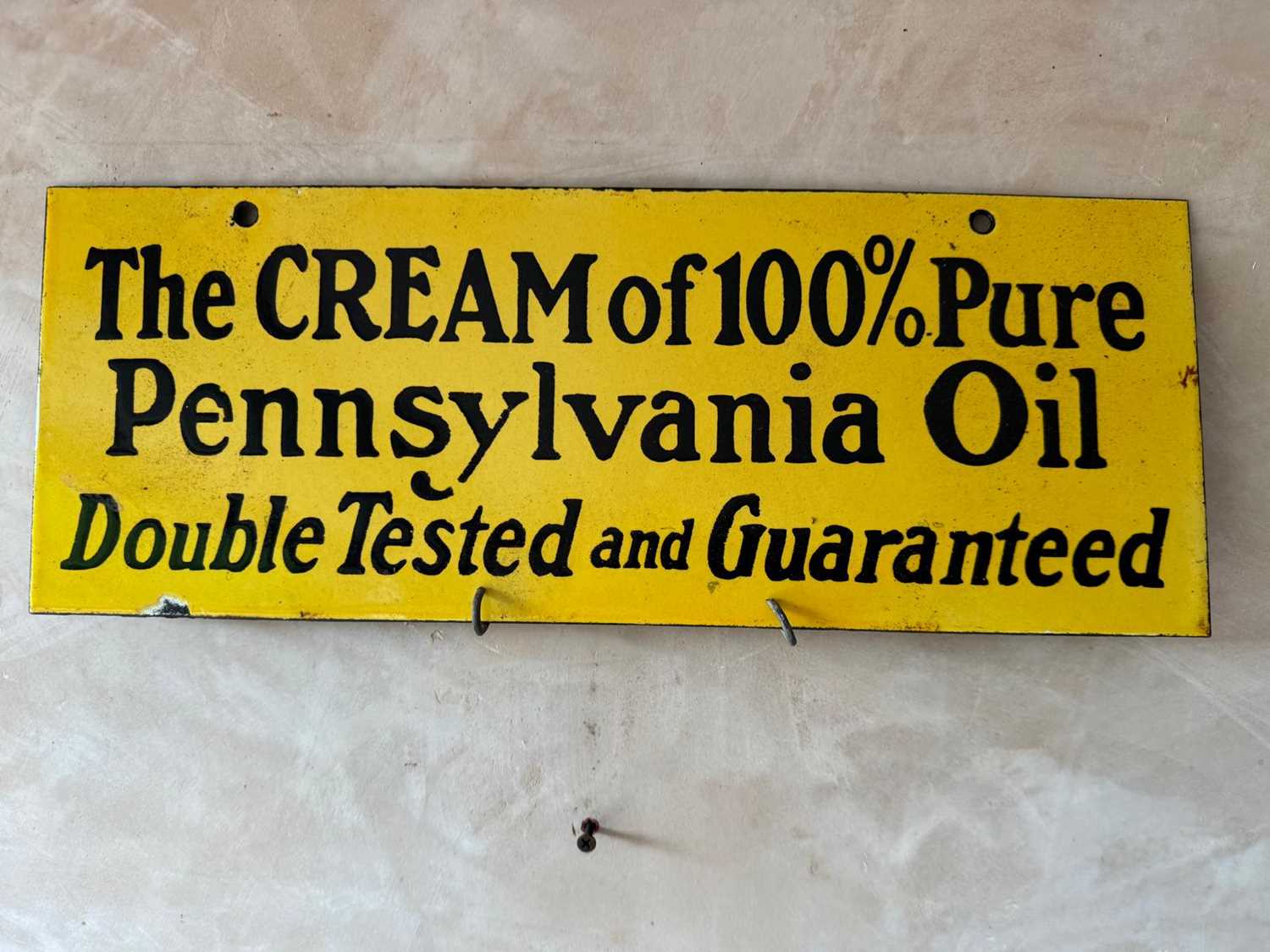Lot 505 - PURE PENNSYLVANIA OIL ENAMEL, DOUBLE SIDED SIGN 18" X 7"
