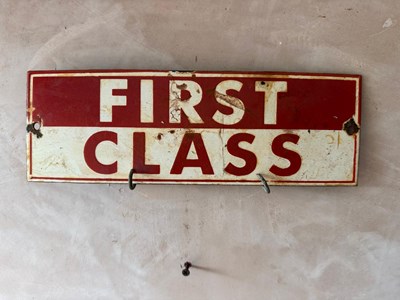 Lot 519 - FIRST CLASS ENAMEL SIGN 12" X 4"