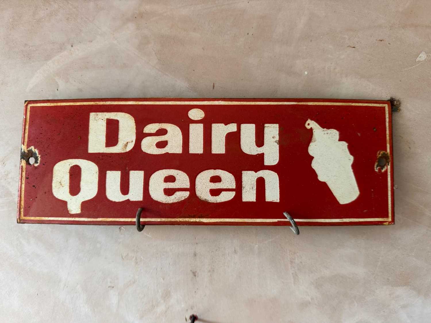 Lot 523 - DAIRY QUEEN ENAMEL SIGN 12" X 4"