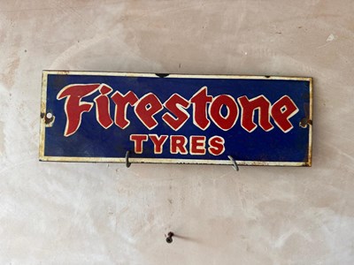 Lot 527 - FIRESTONE TYRES ENAMEL SIGN 12" X 4"