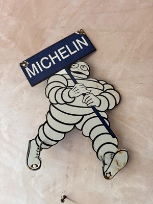 Lot 605 - MICHELIN MAN ENAMEL SIGN 9" X 6"