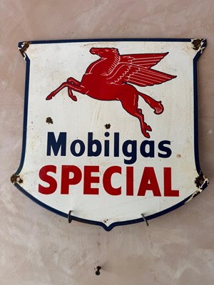 Lot 631 - MOBILGAS SPECIAL ENAMEL SIGN 12" X 12"
