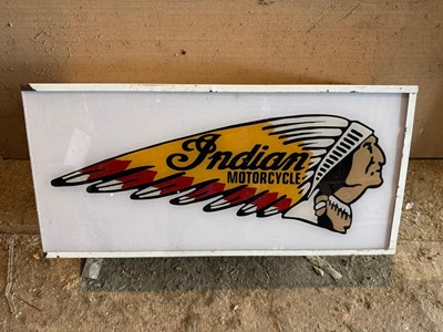 Lot 717 - INDIAN MOTOR CYCLES LIGHT UP SIGN 24" X 12"