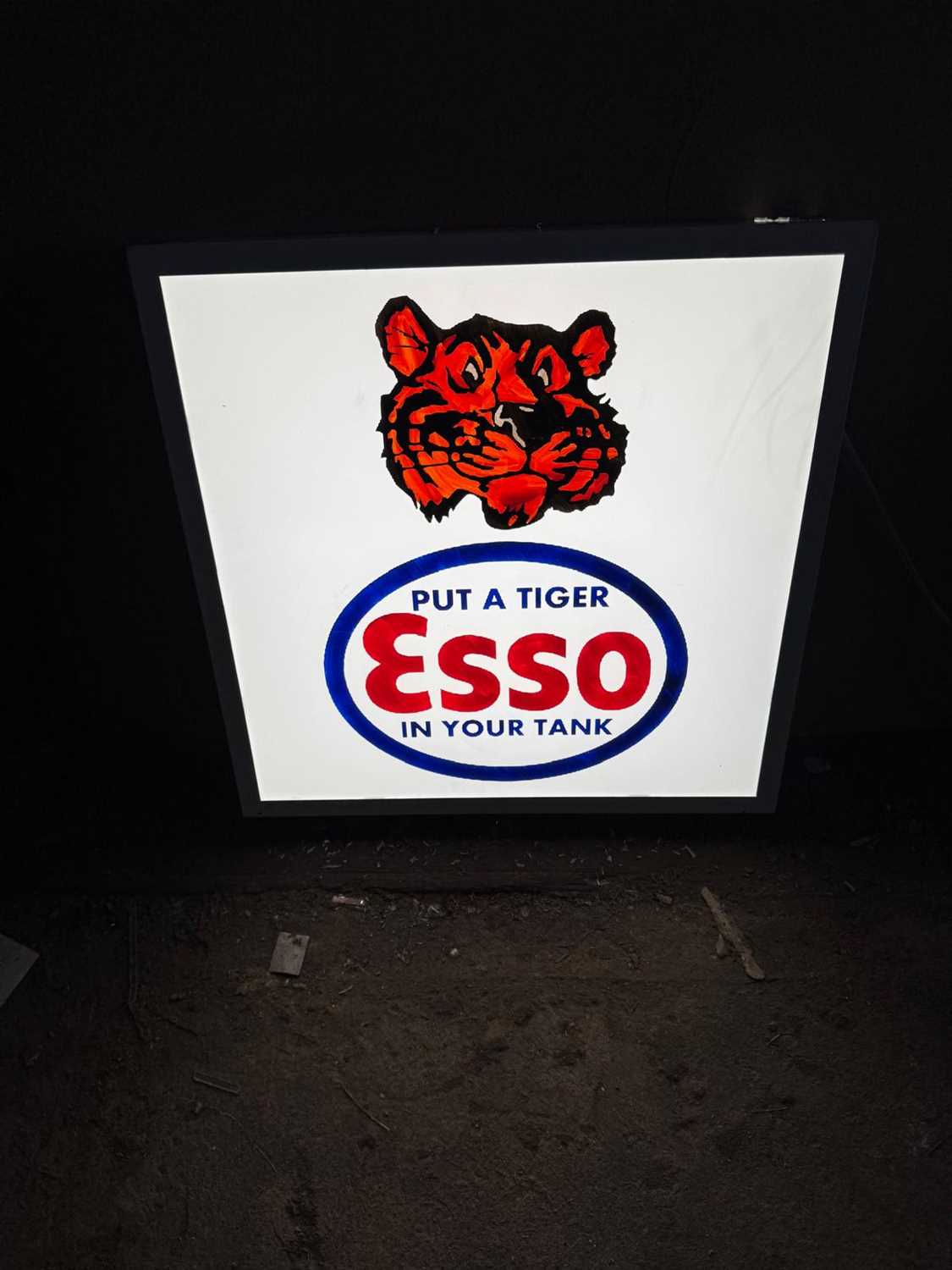 Lot 757 - ESSO PUT A TIGER IN YOUR TANK LIGHT UP SIGN 24" X 24"