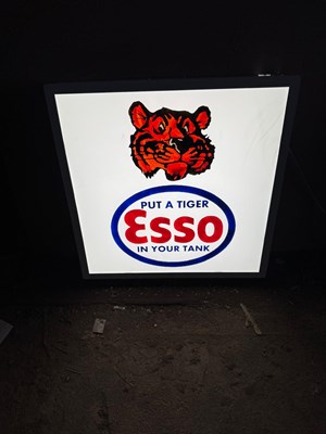 Lot 757 - ESSO PUT A TIGER IN YOUR TANK LIGHT UP SIGN 24" X 24"