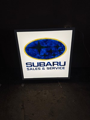 Lot 771 - SUBARU SALES & SERVICE LIGHT UP SIGN 24" X 24"