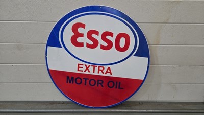 Lot 827 - ESSO EXTRA MOTOR OIL ENAMEL SIGN 24" DIA