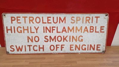 Lot 797 - PETROLEUM SPIRIT SWITCH OFF ENGINE SIGN 32" X 13"