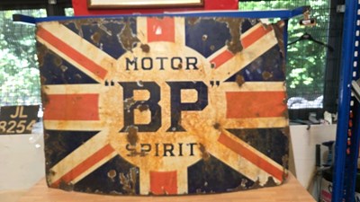 Lot 127 - BP MOTOR SPIRIT ENAMEL SIGN 54" X 36"