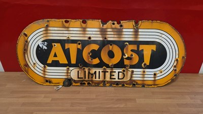Lot 597 - ATCOST ENAMEL SIGN 29" X 12"