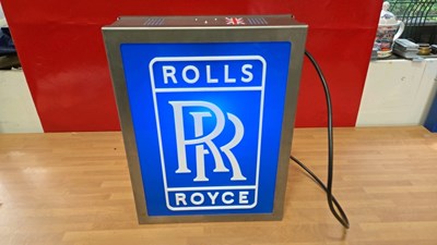 Lot 185 - ROLLS ROYCE , DOUBLE SIDED LIGHT UP SIGN 16" X 12"
