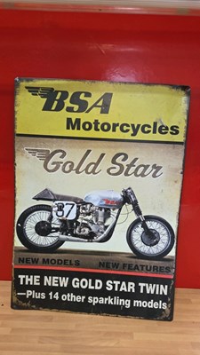 Lot 221 - B.S.A GOLD STAR TIN REPRODUCTION SIGN 27" X 20"
